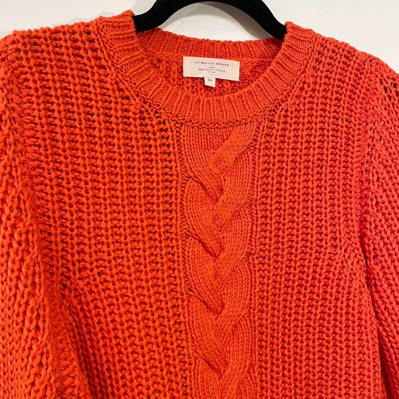 Last Chance! EUC Sezane Jazz 100% Cotton Cable Knit Sweater Orange XS - Picture 5 of 8